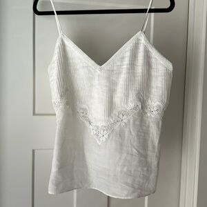 Zara white linen tank. Size L-never worn